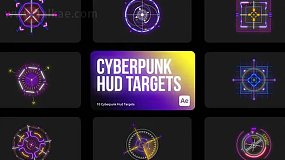 AE模板-Cyberpunk HUD Targets 未来科技感图形元素HUD界面目标锁定动画
