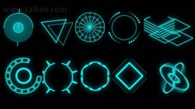 AE模板-Cyberpunk HUD Icons 100个科技感辉光HUD图标图形元素包