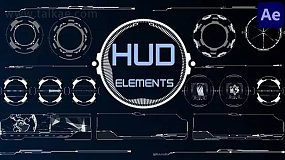 AE模板-HUD Elements 未来科幻主题全息图HUD屏幕界面UI元素动画