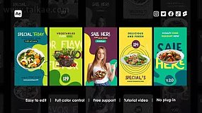 AE模板-Food Instagram Reels 竖屏美食图文展示产品促销餐饮宣传介绍