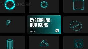 AE模板-Cyberpunk HUD Icons 150个赛博朋克科技感辉光HUD图标图形元素包