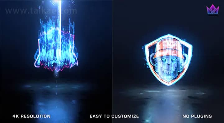 AE模板-Glitch Futuristic Logo 赛博朋克能量故障毛刺LOGO演绎电影片头