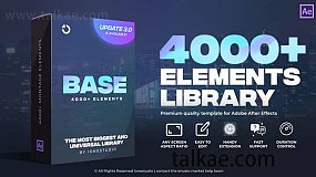 AE脚本-BASE V3.0 4000种视频无缝转场字幕条标题图形排版设计调色视觉特效预设包