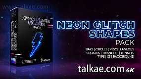 AE模板/PR预设-Neon Glitch Shapes 霓虹灯毛刺形状图形动画元素视频素材