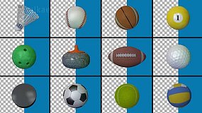视频素材-Sports Ball Pack 24个带通道的体育运动球类动画素材