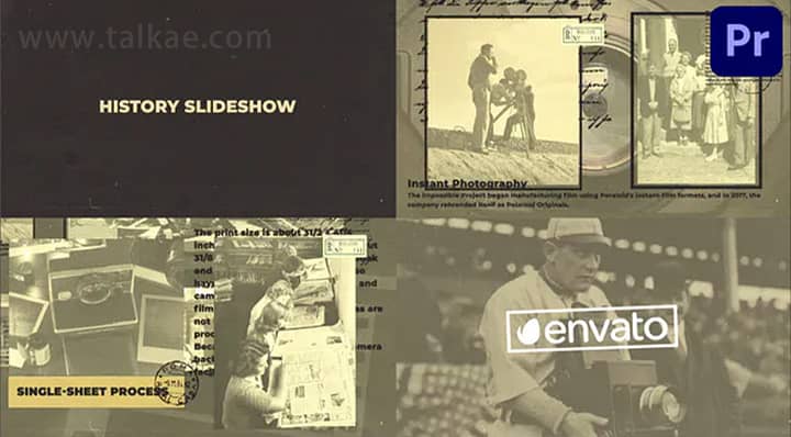PR模板-History Slideshow 历史怀旧图文展示宣传介绍复古电影片头