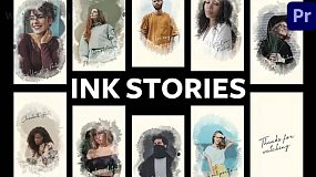 PR模板-Instagram Ink Historical Stories 10组竖屏水墨遮罩展示动画
