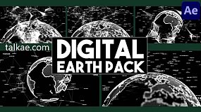 AE模板-Digital Earth Pack 5款科技感数字地球旋转特效背景动画