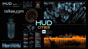 AE模板-HUD Cities 科技感城市建筑物主题元素全息HUD屏幕界面