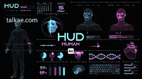 AE模板-HUD Human 高科技全息技术人体器官模型HUD屏幕界面元素