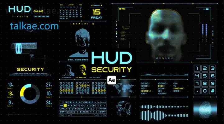 AE模板-HUD Security 全息高科技人脸识别技术HUD屏幕界面元素