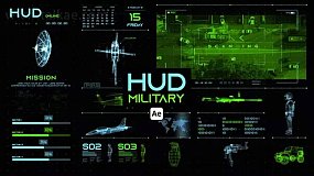 AE模板-HUD Military 科技感军事游戏地图HUD屏幕界面元素