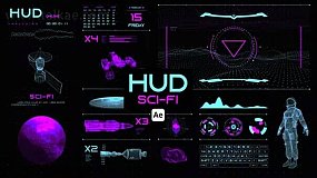 AE模板-HUD Sci-Fi 科技感军事游戏未来技术HUD屏幕界面元素