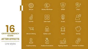 AE模板-CryptoCurrency Animated Icons 金融货币图标IOCNS线条图标动画包