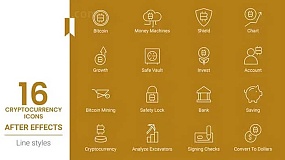 AE模板-CryptoCurrency Animated Icons 金融货币图标IOCNS线条图标动画包