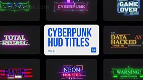 AE模板-HUD Titles 01 赛博朋克文字标题HUD游戏界面标题排版动画