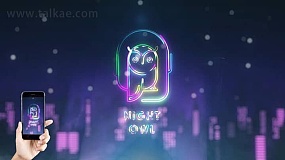 AE模板-Night City Logo Reveal 音乐俱乐部霓虹灯烟雾效果LOGO演绎