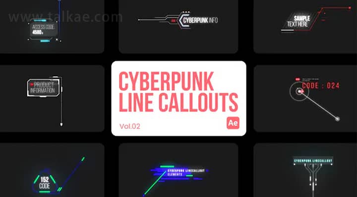 AE模板-Cyberpunk Line Callouts 未来派线条标注呼出标题注解动画