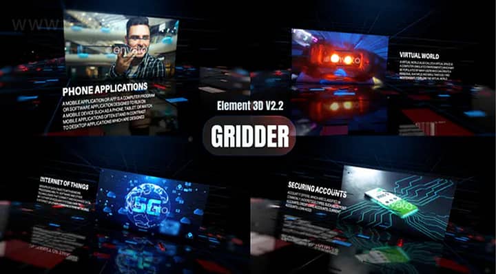 AE模板-Gridder 科技感图文展示高新技术产品展示企业宣传介绍