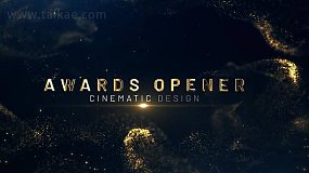 AE模板-Awards Titles Opener 金色粒子光线文字标题颁奖典礼开场片头