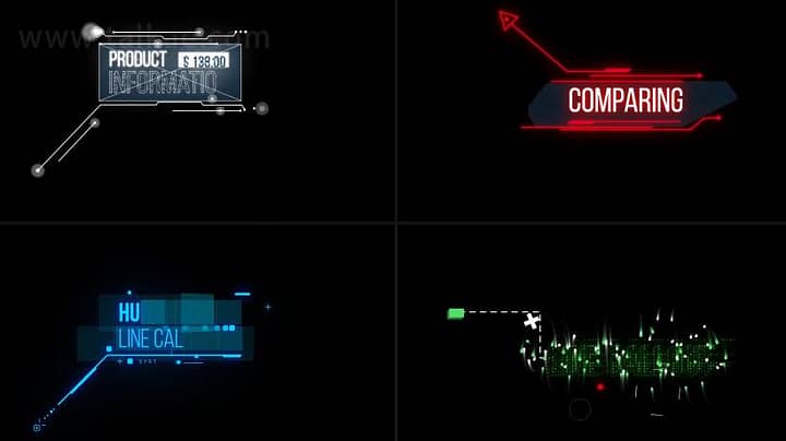 AE模板-HUD Line Callouts 赛博朋克标注呼出标题字幕条指示线注解