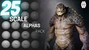 贴图素材-Custom made Reptile Alphas to use in ZBrush 爬行动物皮肤深度贴图素材