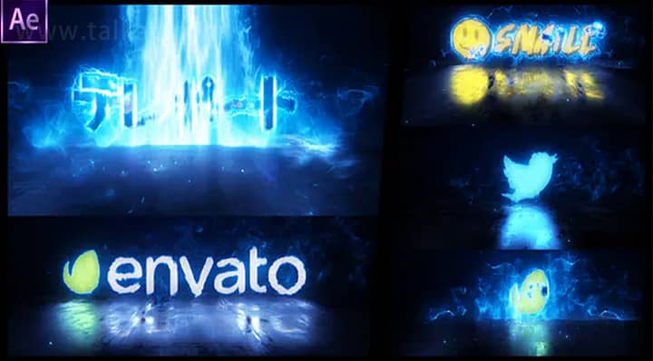 AE模板-Beam Teleport Logo 能量光束传送LOGO演绎开场片头