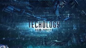 AE模板-Sky Technology Film Trailer 未来科幻电影标题片头HUD数字幻灯片