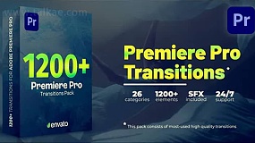 PR模板-Transitions 1200个失真变形毛刺烟雾运动图形转场过渡包