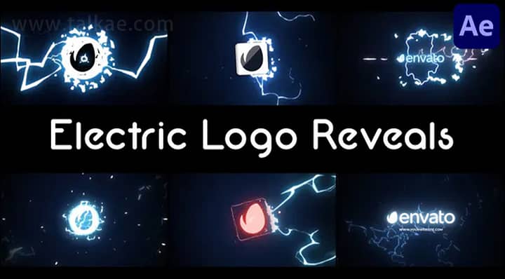 AE模板-Electric Logo Reveals 游戏卡通闪电特效LOGO演绎文字标题片头