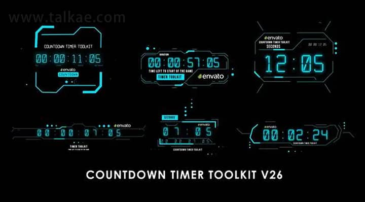 AE模板-Countdown Timer Toolkit V26 科技感数字时钟倒计时计数器工具包
