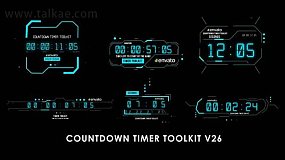 AE模板-Countdown Timer Toolkit V26 科技感数字时钟倒计时计数器工具包