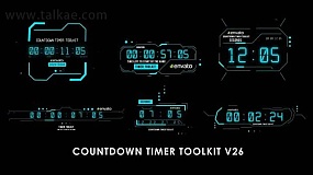 AE模板-Countdown Timer Toolkit V26 科技感数字时钟倒计时计数器工具包