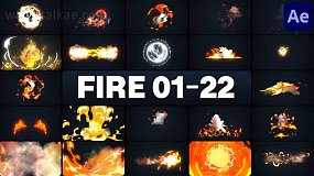 AE模板-Advanced Fire Elements 高级卡通火焰燃烧爆炸烟雾特效元素
