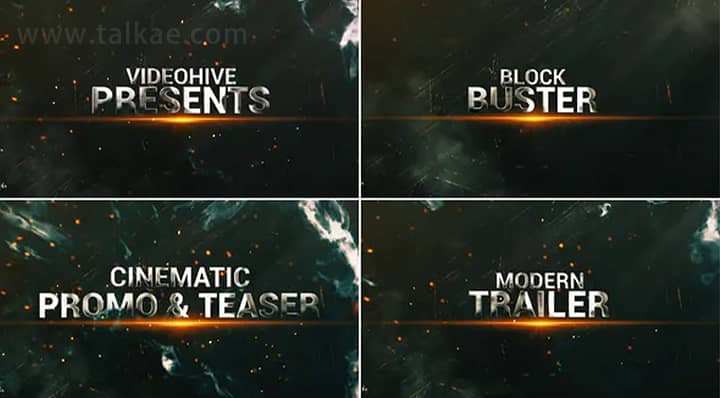 AE模板-Trailer Titles 大气金属质感文字标题电影预告片头