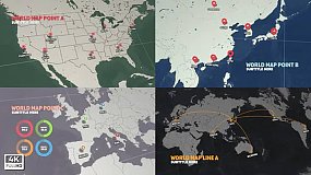 AE模板-World Map Infographic 世界地图连线标记信息数据图表动画