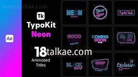 AE模板-Typo Kit Neon Titles 霓虹灯故障抖动文本标题字幕排版动画