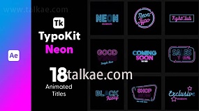 AE模板-Typo Kit Neon Titles 霓虹灯故障抖动文本标题字幕排版动画