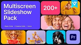 PR扩展-Multiscreen Slideshow Pack v1.1 200种视频分屏网格组合动画图文幻灯片展示预设
