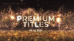 AE模板-Luxury Glowing Gold Titles 发光粉尘粒子背景金色文字标题片头