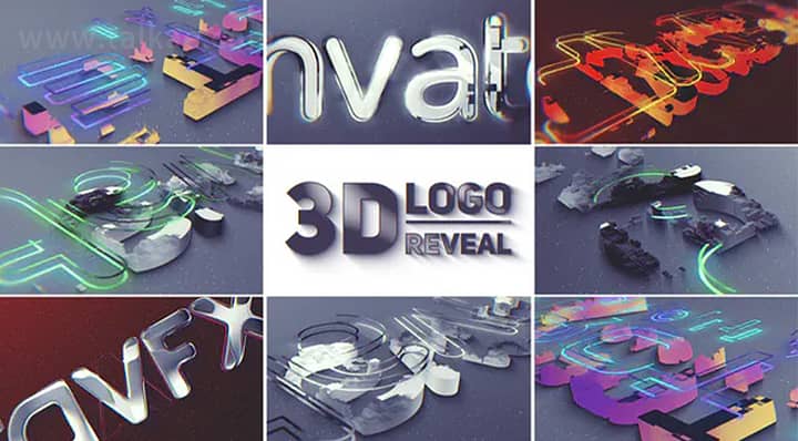 AE模板-3D Logo Reveal 现代明亮3D灯光效果企业LOGO演绎开场片头