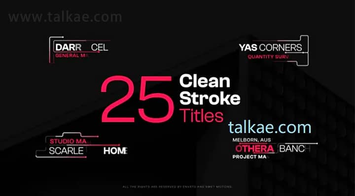 AE模板-Clean Stroke Titles 简洁划线文本标题标签排版动画