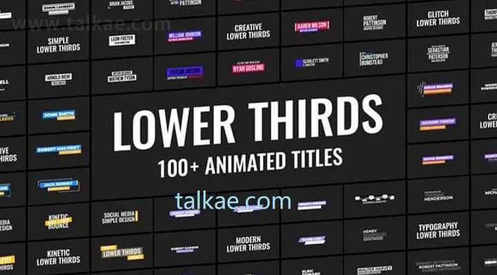 PR模板-Animated Lower Thirds 100个文字标题下三分之一字幕条动画