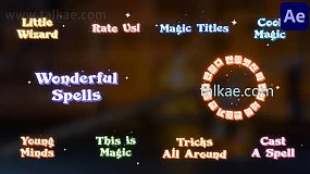 AE模板-Magic Titles 手绘魔法卡通文本标签标题动画包