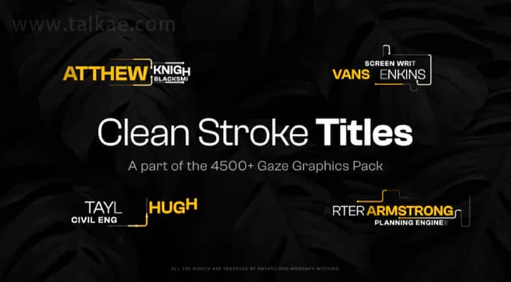 AE模板-25 Clean Stroke Titles 25个简洁线条标题字幕条标签排版动画