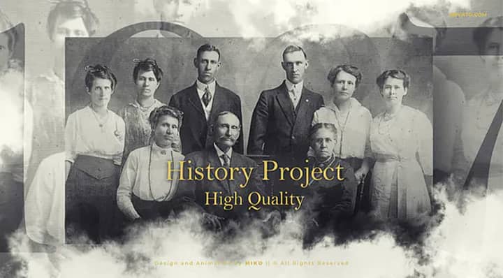 AE模板-The History 经典复古照片回忆录图片展示人物介绍时间线展示