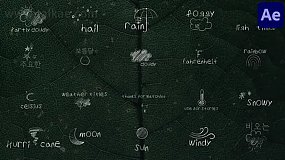 AE模板-Weather Titles 手绘涂鸦天气文本标题动画