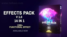 AE扩展-Effects Pack V1.0 1300种转场过渡出入动画光效文字标题调色火花雨雪特效预设包