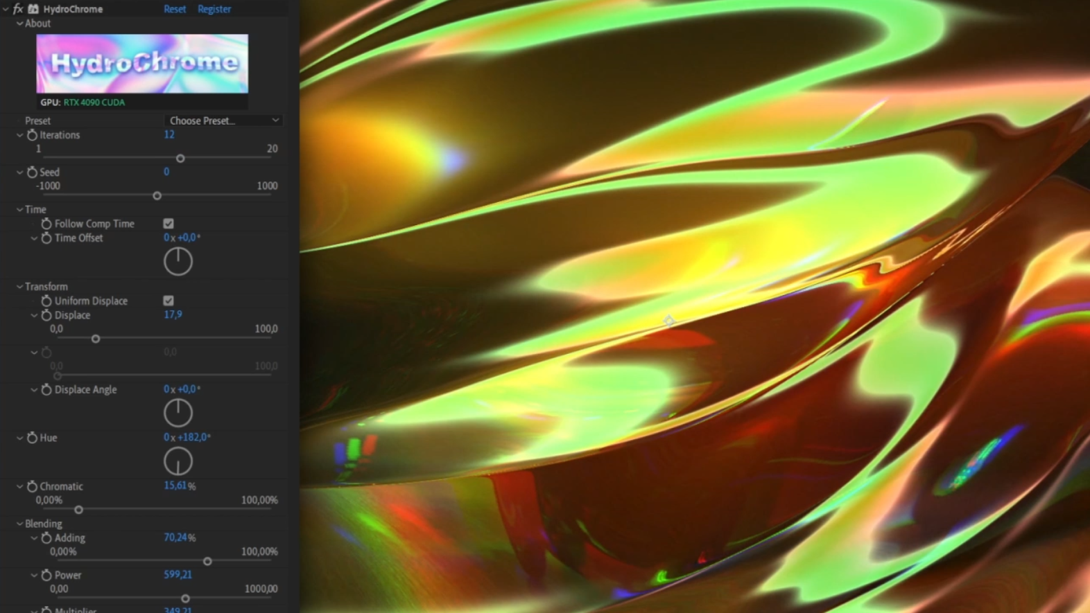 AE/PR插件-HydroChrome v1.1.1 Win 抽象流动背景动画
