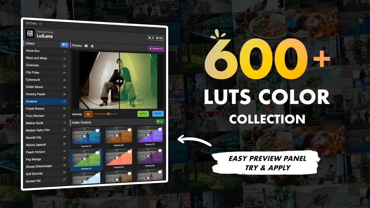 AE扩展-LutLens v2.0.0 600种可视化预览LUTs视频调色预设